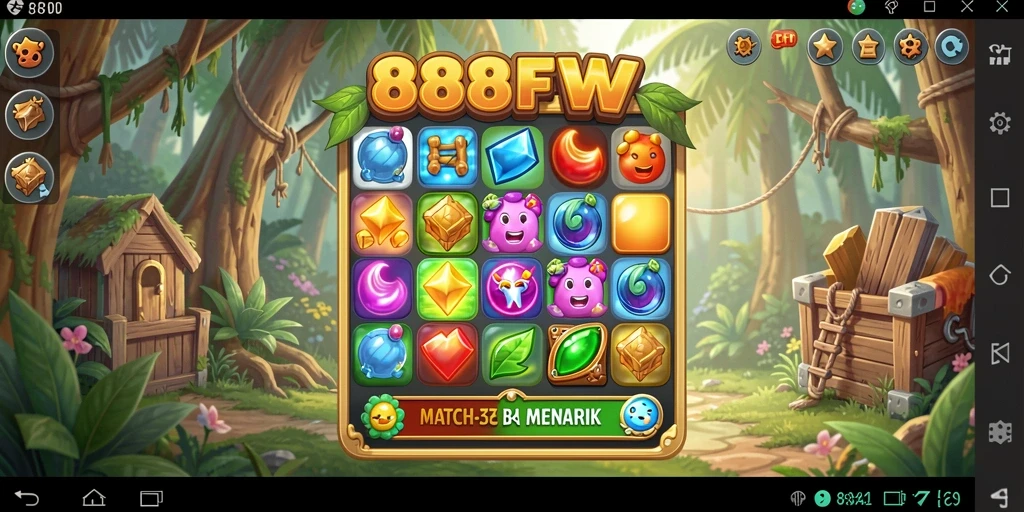 Tangkapan layar gameplay 888FW yang menunjukkan aksi mencocokkan objek.