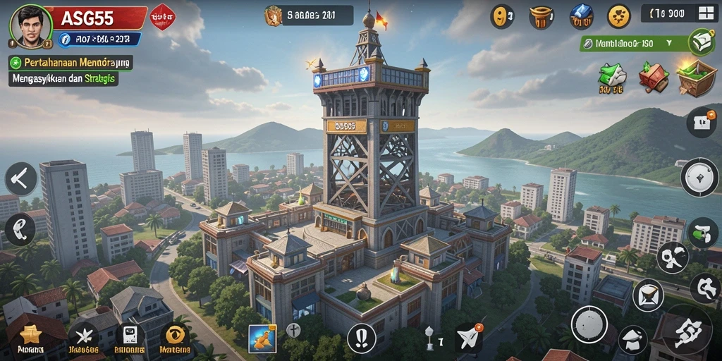 Screenshot ASG55 yang menampilkan serunya gameplay Tower Defense.