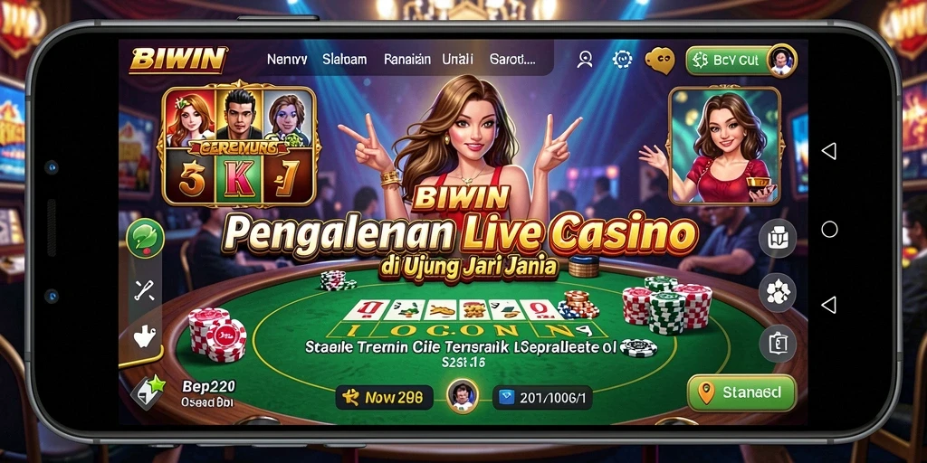 Tampilan gameplay Live Casino yang menakjubkan dan interaktif dalam BIWIN.