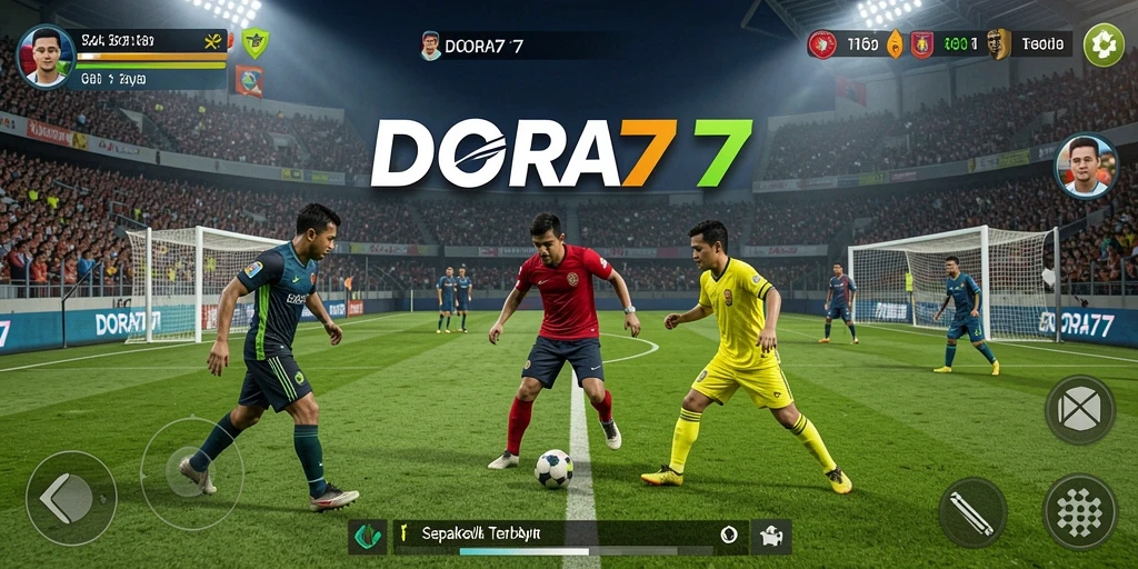 Tampilan gameplay DORA77 yang seru dan realistis dalam pertandingan sepak bola.
