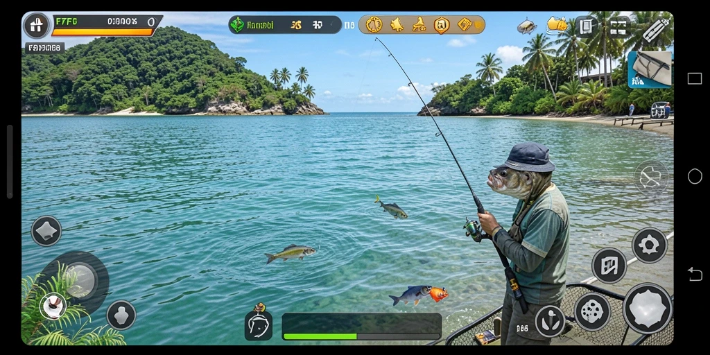 Tampilan menawan dari gameplay F7F7 saat menangkap ikan.