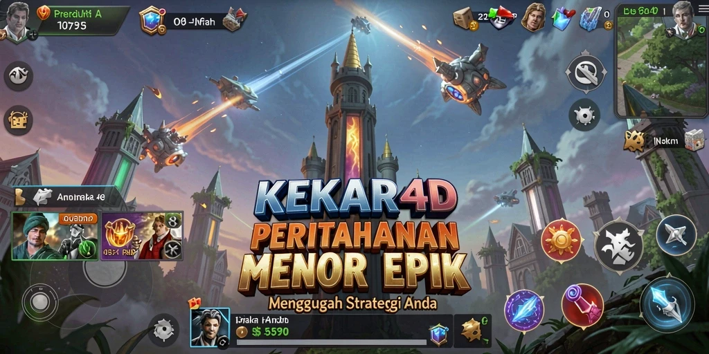 Tangkapan layar gameplay KEKAR4D menampilkan strategi menara pertahanan yang menegangkan.