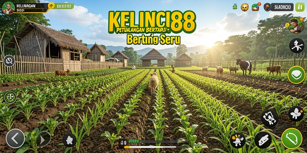 Tampilan gameplay KELINCI88 yang menarik dengan pertanian berwarna-warni.