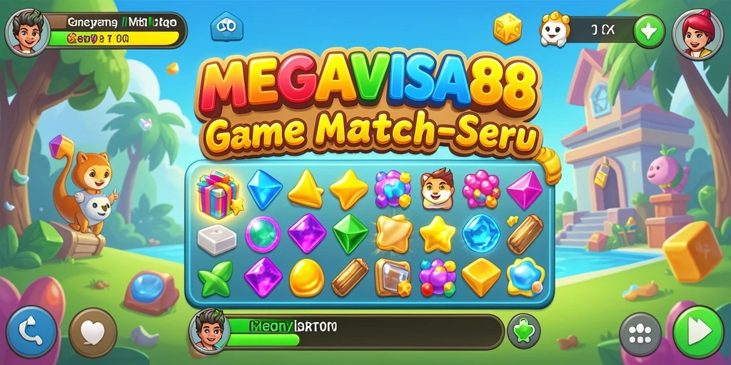 Tampak gameplay seru dari MEGAVISA88 dengan berbagai level Match-3.