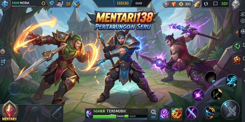 Tangkapan layar MENTARI138 menampilkan aksi seru dalam pertempuran MOBA.