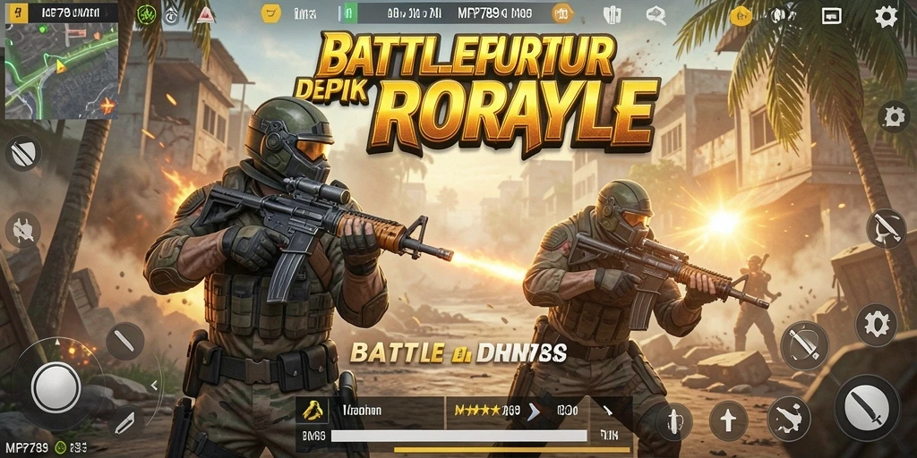 Screenshot MVP789 menampilkan aksi pertarungan intens dalam pertandingan Battle Royale.