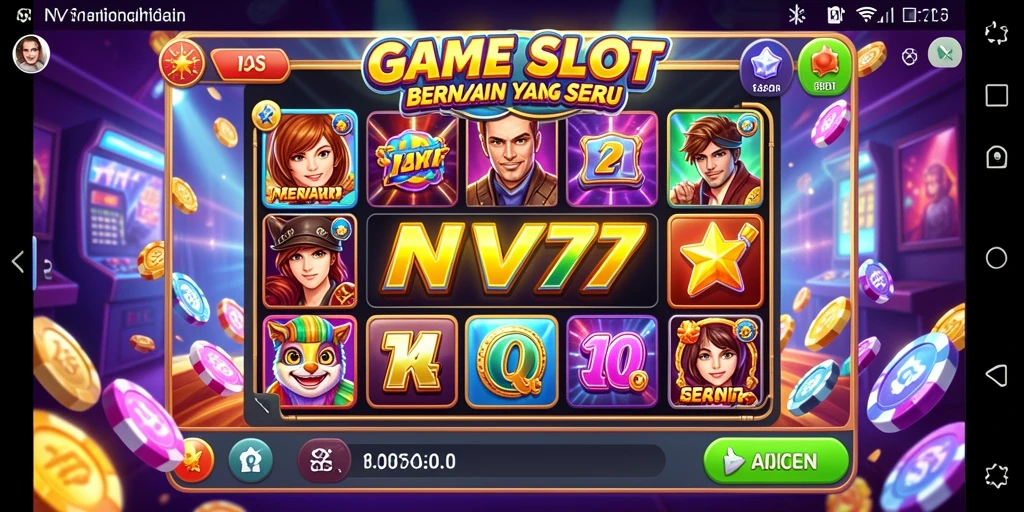 Tampilan gameplay menarik dari game Slot NV77 yang penuh warna.