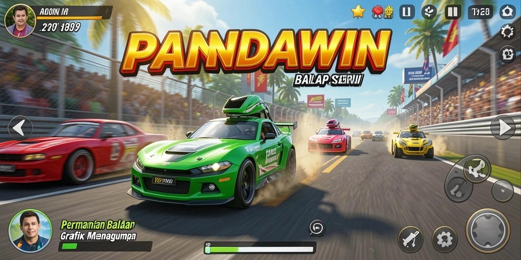 Tampilkan gameplay balap mendebarkan di PANDAWIN.