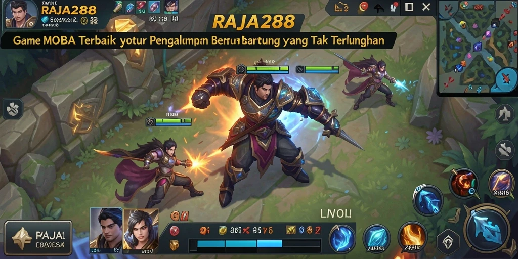 Tampilan gameplay seru RAJA288 dengan pertarungan strategis yang mendebarkan.
