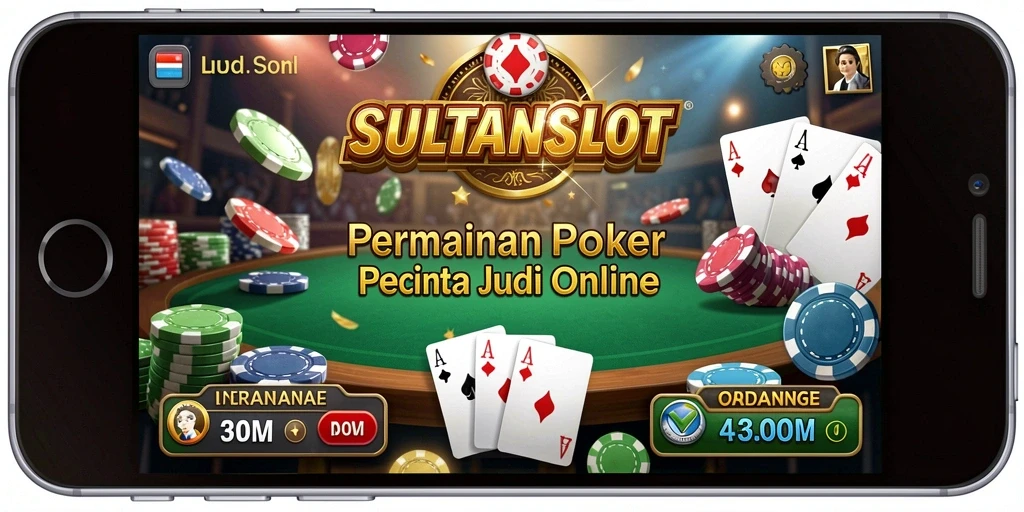 Screenshot gameplay SULTANSLOT menampilkan pemain beraksi di meja Poker.
