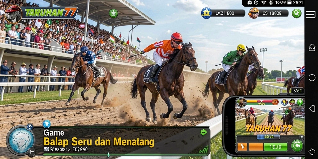 Screenshot bermain TARUHAN77 dengan balapan seru dan kendaraan cepat.