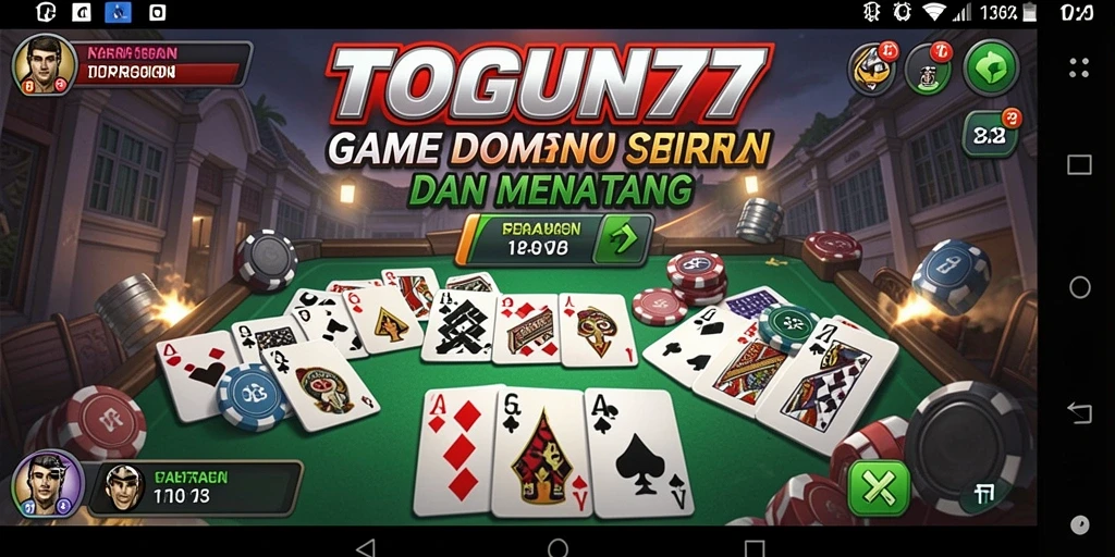 Screenshot gameplay utama TOPGUN77 menampilkan aksi domino yang seru.