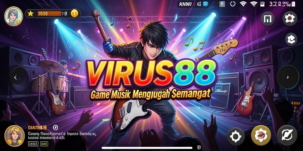 Screenshot gameplay <strong>VIRUS88</strong> menampilkan aksi seru pemain dengan musik yang mengalun.