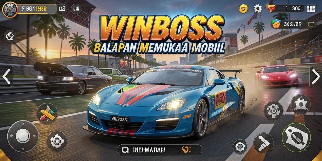 Gameplay WINBOSS yang mendebarkan dalam balapan cepat.