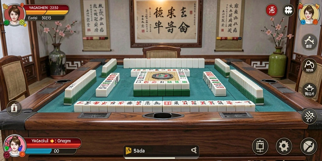 Tampilan gameplay YAGAOHEN yang menarik dengan ubin Mahjong berwarna.